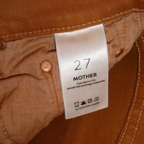 Mother Pixie Insider Ankle Fray Jeans in Play Date 27 Brown Button Fly Stretch - Picture 9 of 11